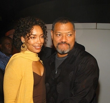 A picture of Langston's parents: Laurence Fishburne and his ex-wife, Hajna O. Moss.